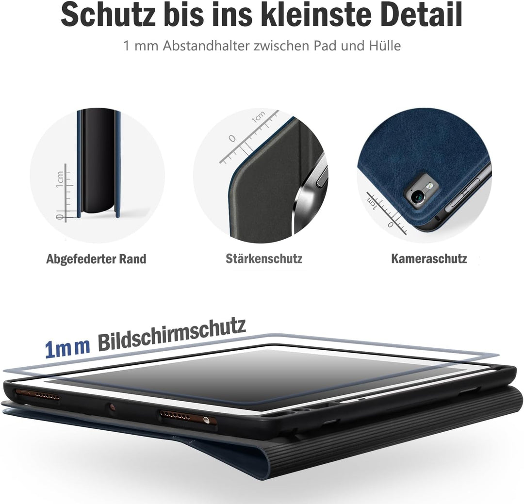 Antbox iPad 9.7 Zoll 2018/2017 Hülle mit Apple Pencil Halter Auto Schlaf/Wach Funktion PU Ledertasch
