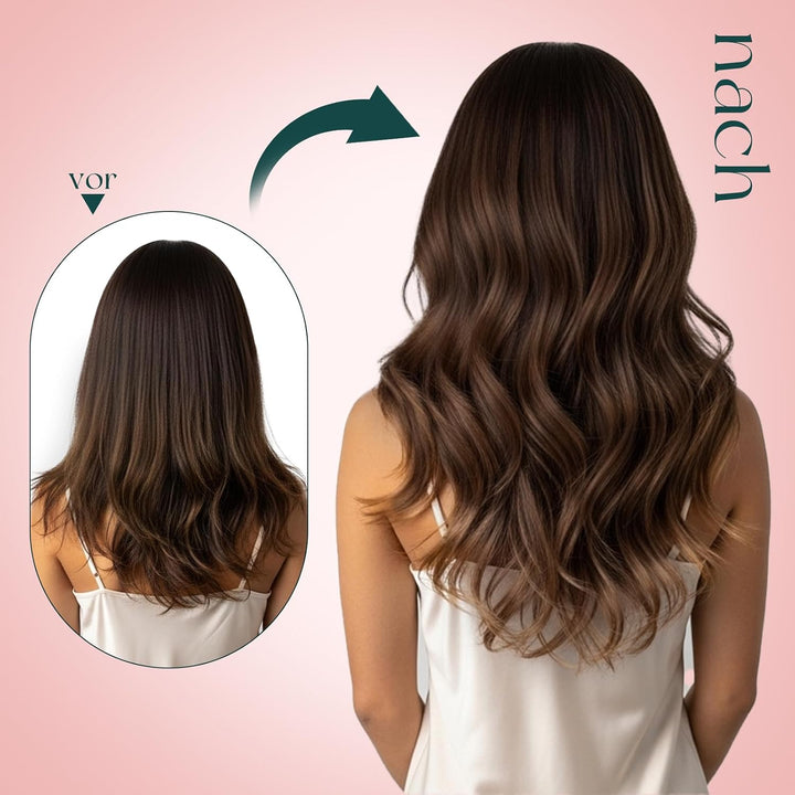 Easyouth Schwarz Clip in Extensions Echthaar Clip Extensions Farbe Pechschwarz Echthaar Clip in Exte