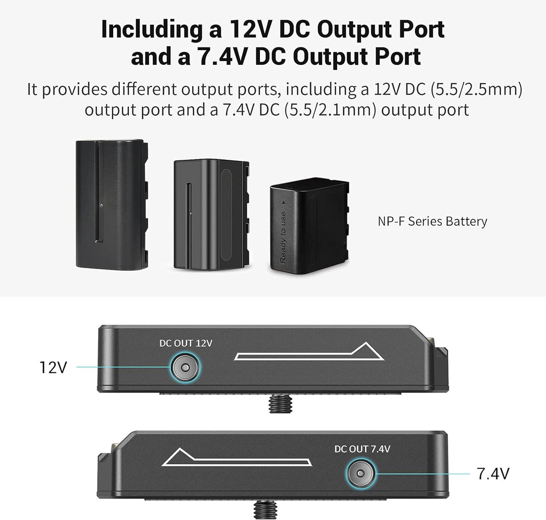 SMALLRIG NP-F Akku Adapterplatte Lite für Sony A7 A9 / BMPCC 4K 6K / GH5 / Z6 Z7, mit 12V DC / 7,4V
