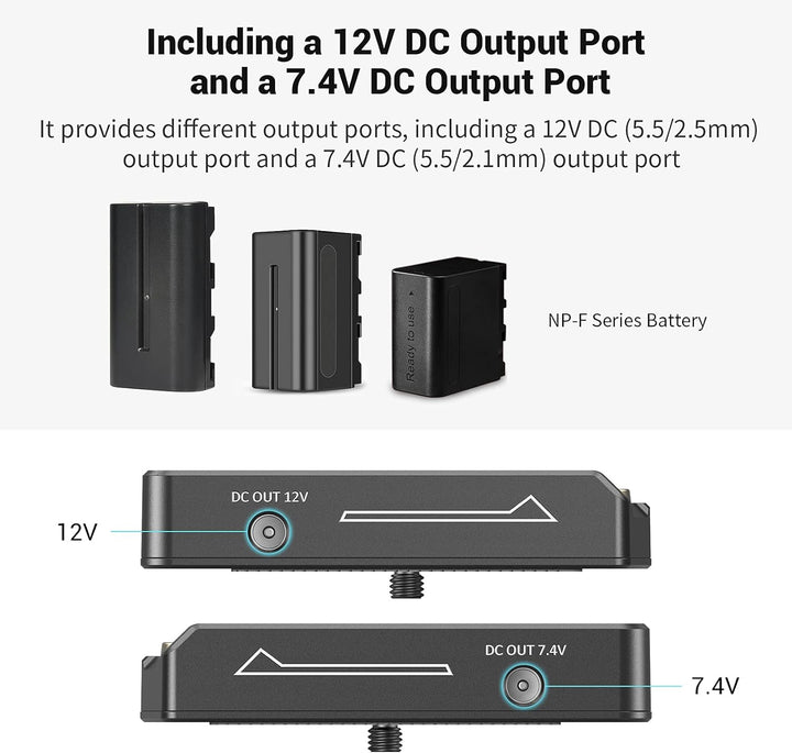 SMALLRIG NP-F Akku Adapterplatte Lite für Sony A7 A9 / BMPCC 4K 6K / GH5 / Z6 Z7, mit 12V DC / 7,4V