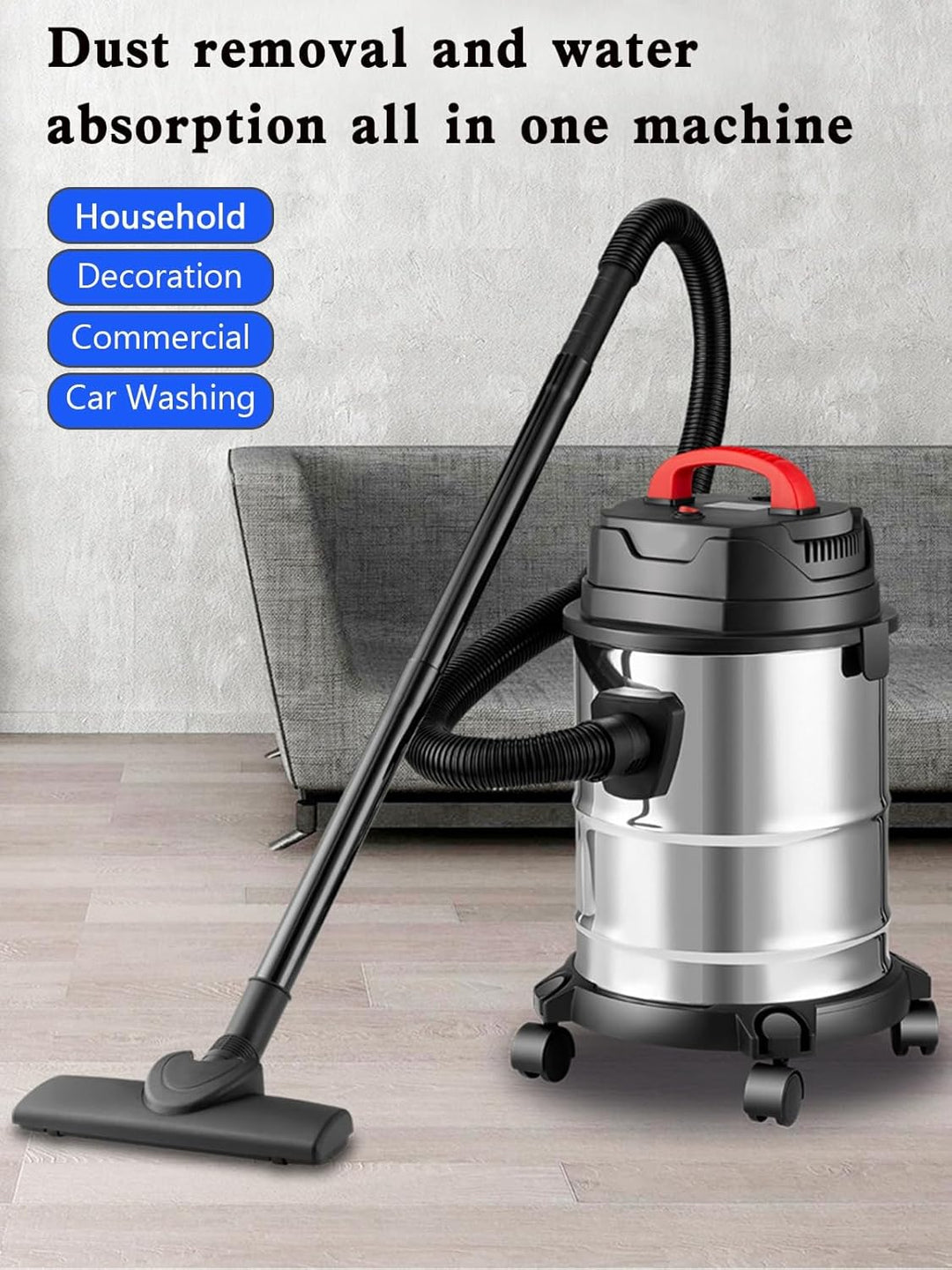 Allzwecksauger 1800W mit 18L Edelstahlbehälter Nass und Trockensauger für Teppich & Hartböden, leist