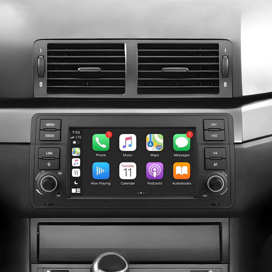 Linux Autoradio für BMW E46 3er (1999-2004) – Start in 3–5 Sekunden | 7“ Display mit integriertem Ap