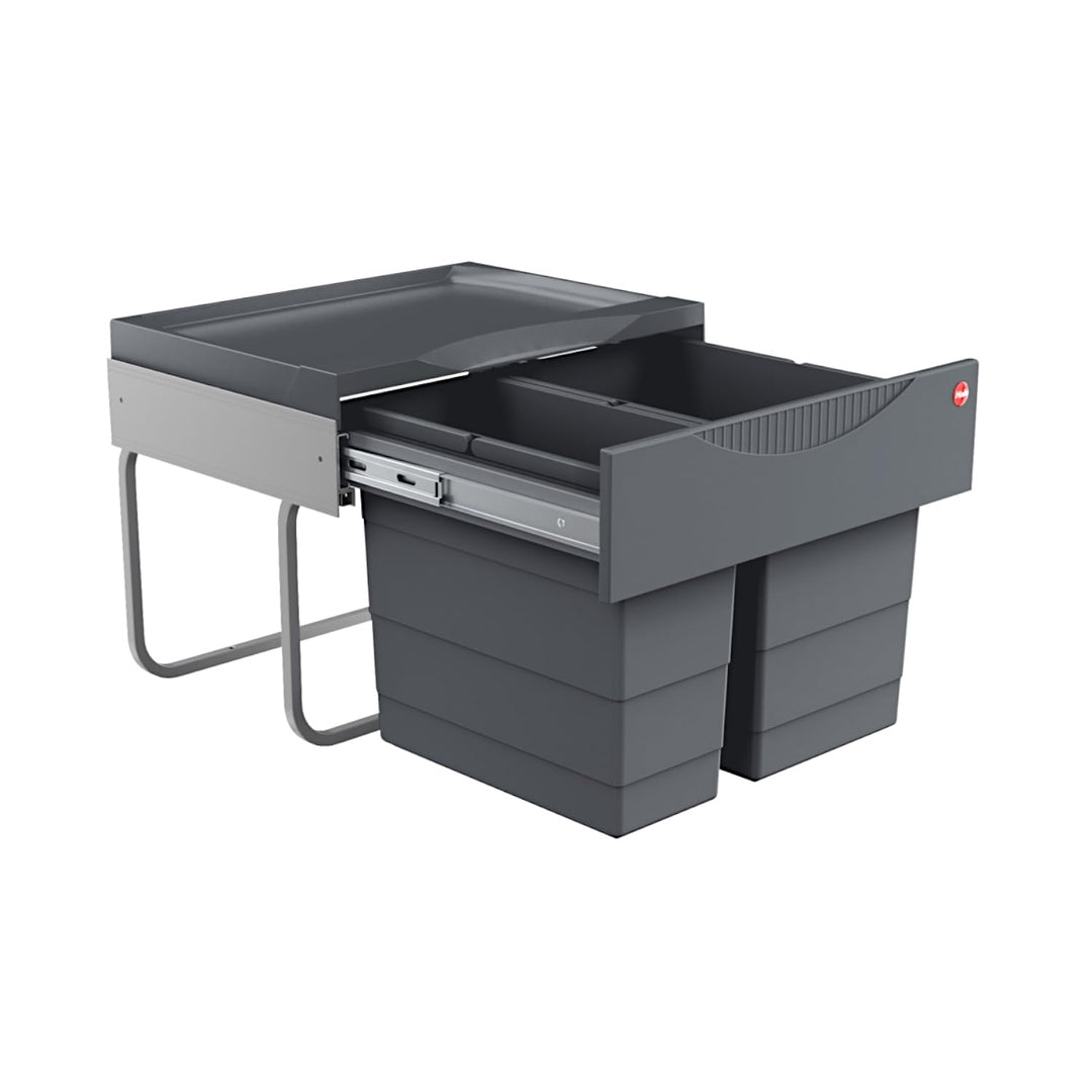 Hailo Abfallsammler 3644901 | 2fach Raumspar Tandem | 18 + 12L Inneneimer | ab 50 cm breiten Untersc