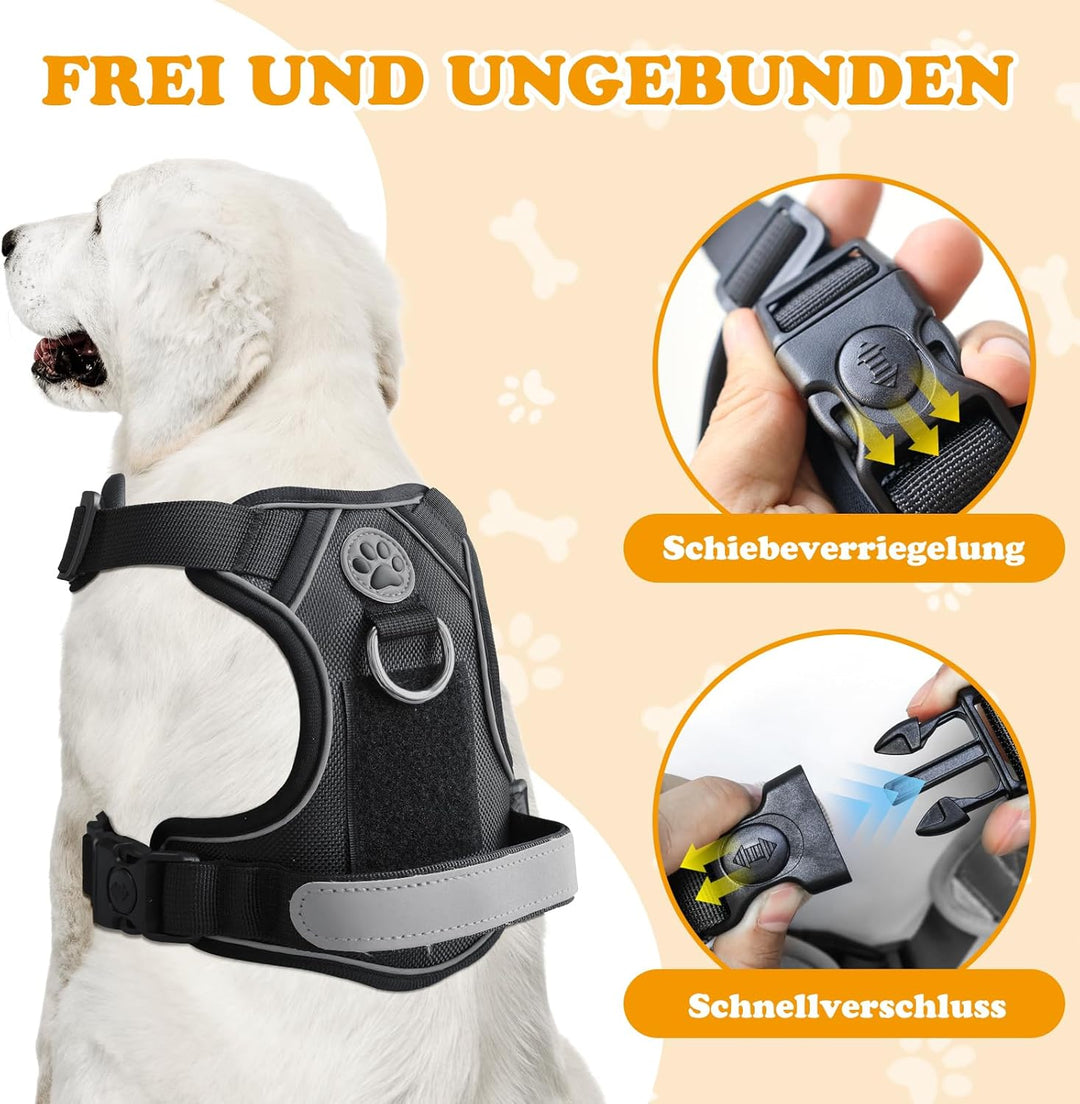 Hundegeschirr Mittelgrosse Hunde – Anti Zug Hundegeschirr Gepolstert, Reflektierend und Verstellbar
