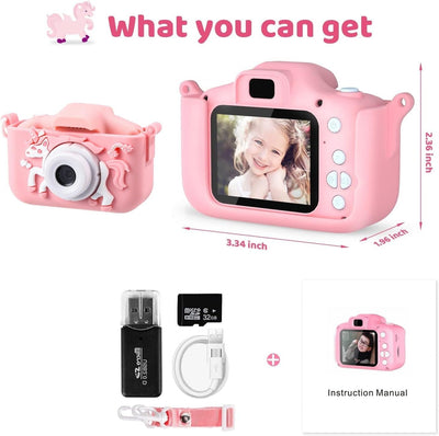 XINGGANG Kinderkamera, Kinder Kamera 1080P 2,0-Zoll-Bildschirm Kamera Kinder mit 32GB SD-Karte Selfi