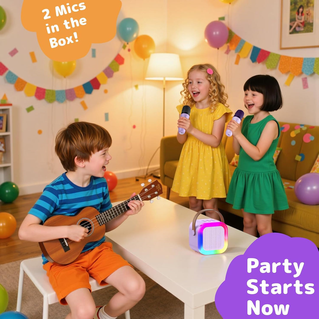 Fede Karaoke Maschine für Kinder Erwachsene, Mini Karaoke Maschine mit 2 Mikrofonen, Tragbarer Bluet