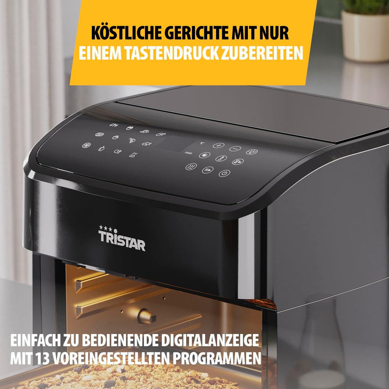 Tristar Mini Backofen & Heissluftfritteuse, 2-in-1-Airfryer, BPA-frei, 12 L, 12 Programme, Sichtfens