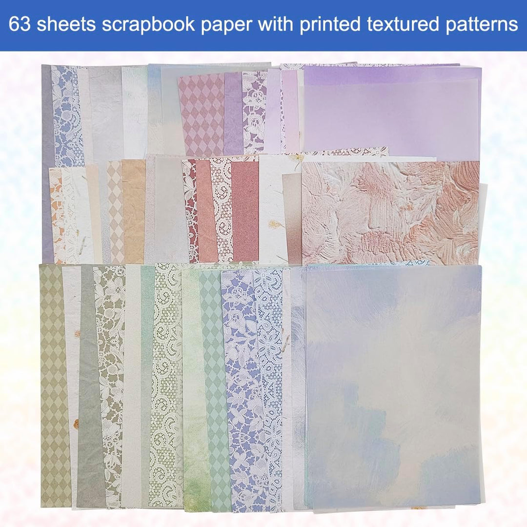 105 Blatt Scrapbook Papier Dekoratives Strukturpapier FineGood Mesh Stoff Sortiertes Set Bastelpapie