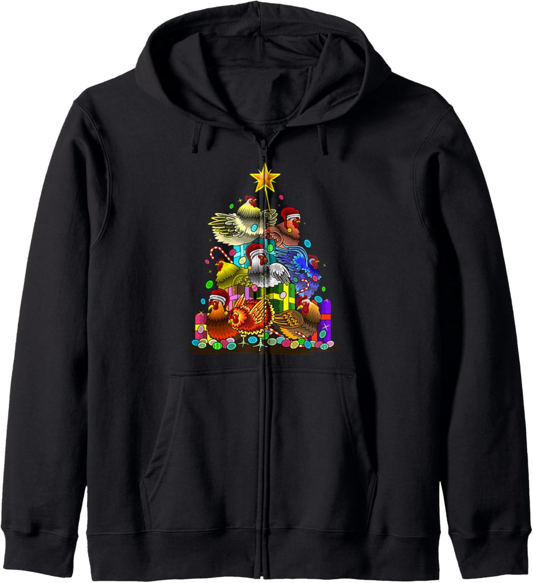 Huhn-Weihnachtsbaum-Ei-Hahn-Vogel-Bauernhof-Weihnachten Kapuzenjacke