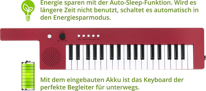 McGrey KT-3712 Kinderkeyboard - 37 Tasten - Inklusive Tragegurt und Mikrofon - Betrieb über Akku und