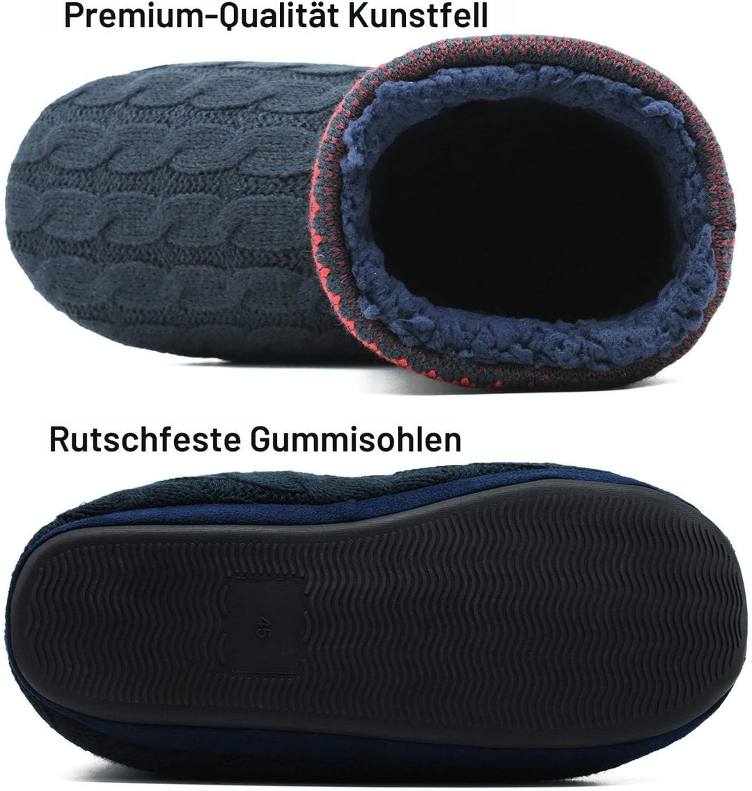 COFACE Hüttenschuhe Herren Damen Lammfell Hausschuhe Warme Plüsch Gefütterte Hausstiefel Flauschig M