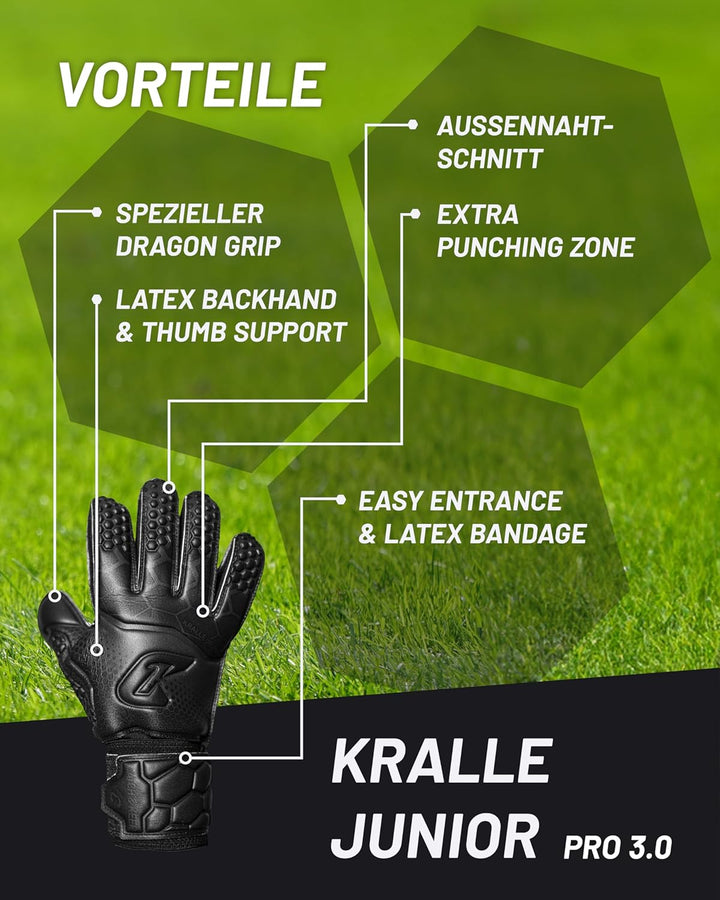 CATCH & KEEP Torwarthandschuhe Kralle Junior Pro 3.0 - Professionelle Torwart-Fussballhandschuhe für