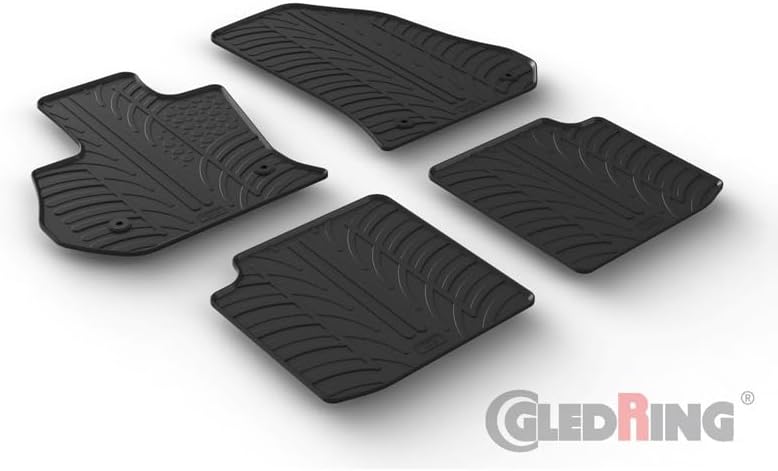 Gledring Satz Gummimatten kompatibel mit Fiat 500L 7/2017- (T Profil 4-teilig + Montage-clips) Fussm