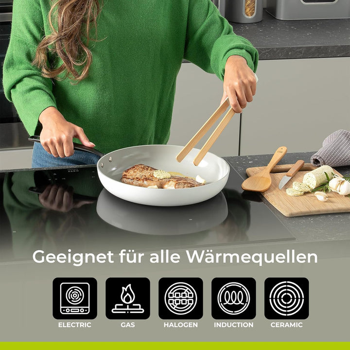 Be Living Essential Pfannenset 3-teilig, Bratpfanne 20/24/28 cm, Non Stick Keramik Antihaft, Indukti