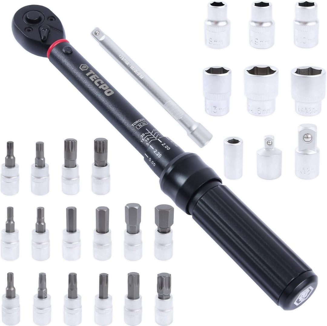 TECPO Motorrad Drehmomentschlüssel Set 3/8" 5-60Nm Schlüssel feine Abstufung, 3/8" 5-60Nm