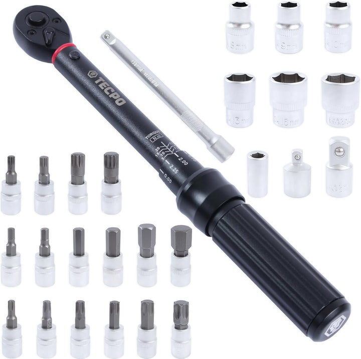 TECPO Motorrad Drehmomentschlüssel Set 3/8" 5-60Nm Schlüssel feine Abstufung, 3/8" 5-60Nm