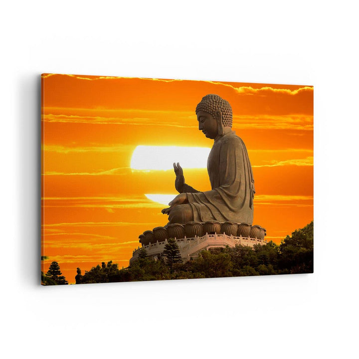 Bilder auf Leinwand 100x70cm Leinwandbild mit Rahmen tempel buddha Gross Wanddeko Bild Schlafzimmer