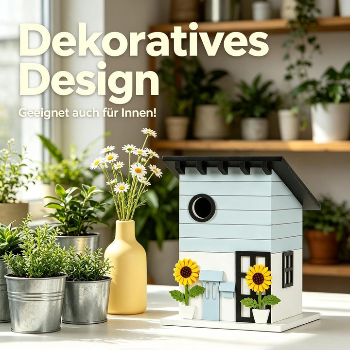 Deko Vogelhaus zum Aufhängen - Nistkasten im Landhausstil für kleine Vögel, dekoratives Vogelhäusche