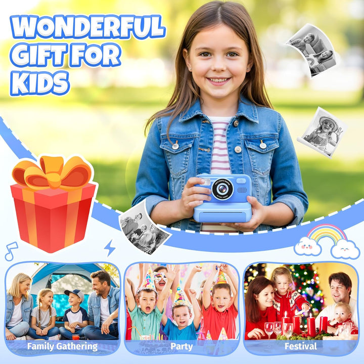 Gontence Kinderkamera, Digitalkamera Kinder, 2" Bildschirm Kinder Kamera SD Karte 32GB | 1080P HD Vi