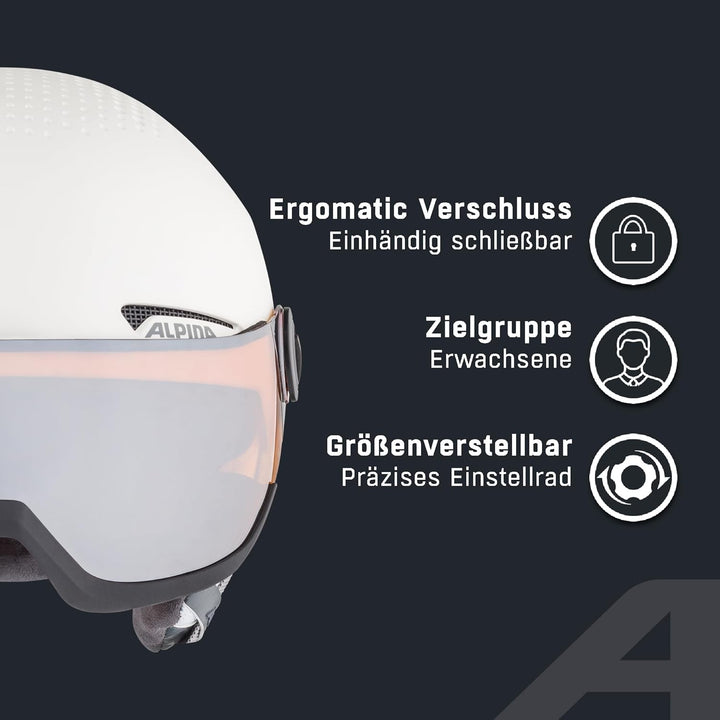 ALPINA ARBER VISOR Q-LITE - Hochwertiger & Leichter Skihelm Mit Kontrastverstärkendem Visier Für Erw