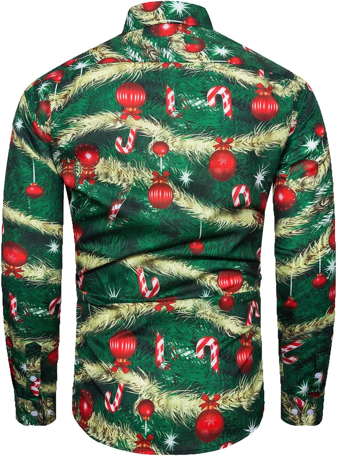 Herren Funky Christmas Print Weihnachtshemd Langarm Button Up Freizeithemd Rentier Santa Schnee Xmas