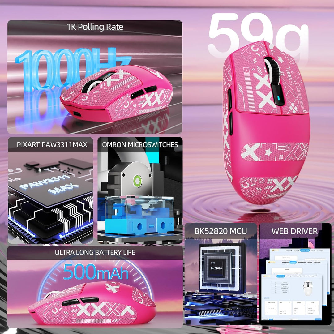 ATTACK SHARK G3PRO Kabellose Gaming-Maus mit Magnetischer Ladestation, PixArt PAW3311-Sensor, Bis zu