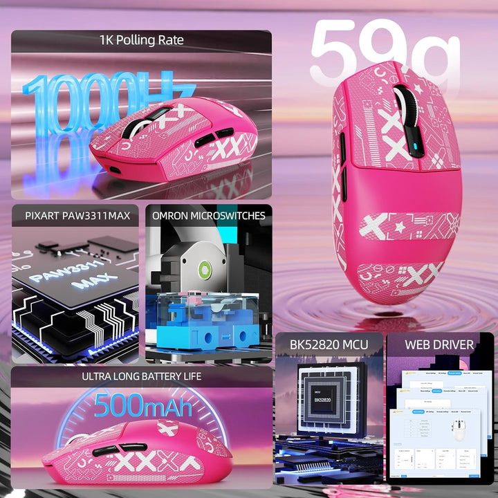 ATTACK SHARK G3PRO Kabellose Gaming-Maus mit Magnetischer Ladestation, PixArt PAW3311-Sensor, Bis zu
