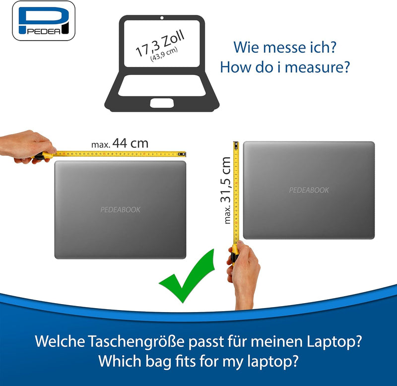 PEDEA Laptoptasche URBAN-HIP Notebook Umhängetasche mit Tablet Fach, grau 17,3 Zoll, 17,3 Zoll