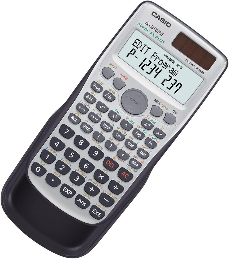 Casio FX-3650P II programmierbarer Rechner mit 279 Funktionen, 2-Zeilen-Display, Batterie/Solarzelle