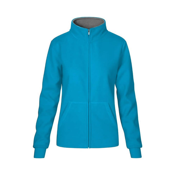 Doppel-Fleece Jacke Damen, Türkis - Hellgrau, L