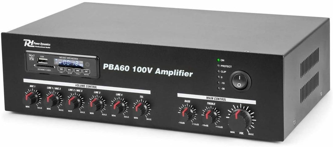 Power Dynamics PBA60 100 V Verstärker 60 W MP3-Player, Tuner und Bluetooth