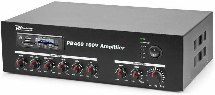 Power Dynamics PBA60 100 V Verstärker 60 W MP3-Player, Tuner und Bluetooth