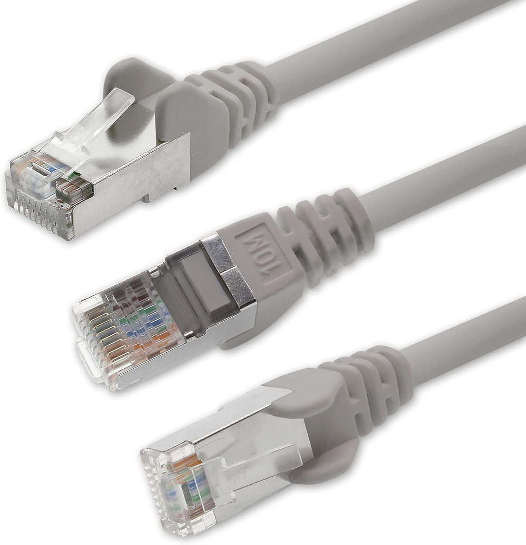 1aTTack CAT5 FTP Foliengeschirmt Netzwerkkabel mit 2x RJ45 Stecker Set (10 Stück) 10m grau, grau