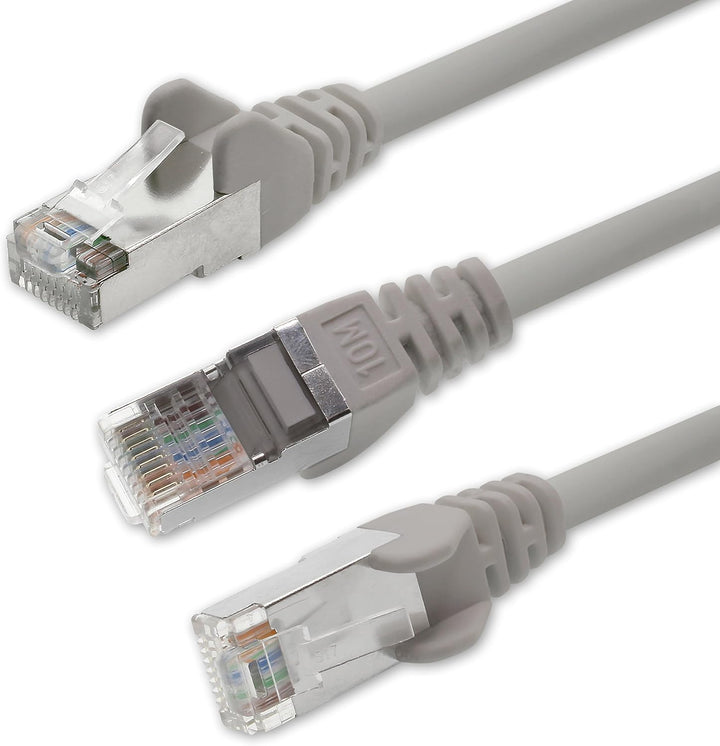 1aTTack CAT5 FTP Foliengeschirmt Netzwerkkabel mit 2x RJ45 Stecker Set (10 Stück) 10m grau, grau