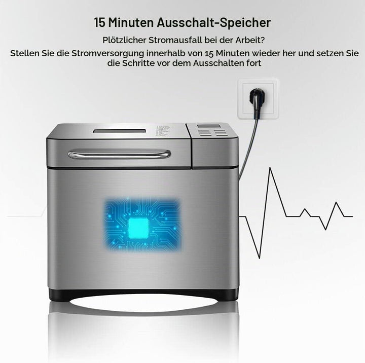 Brotbackautomaten 19 IN 1, Edelstahl Brotbackautomaten mit Digital Touch Panel, 650W Brotbackmaschin
