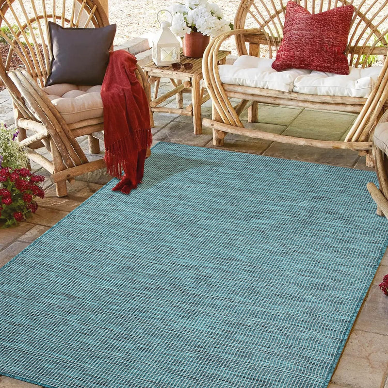 payé Outdoor Teppich Wetterfest - Blau - 120x170cm - Küche Badezimmer Balkon Garten Terrassenteppich