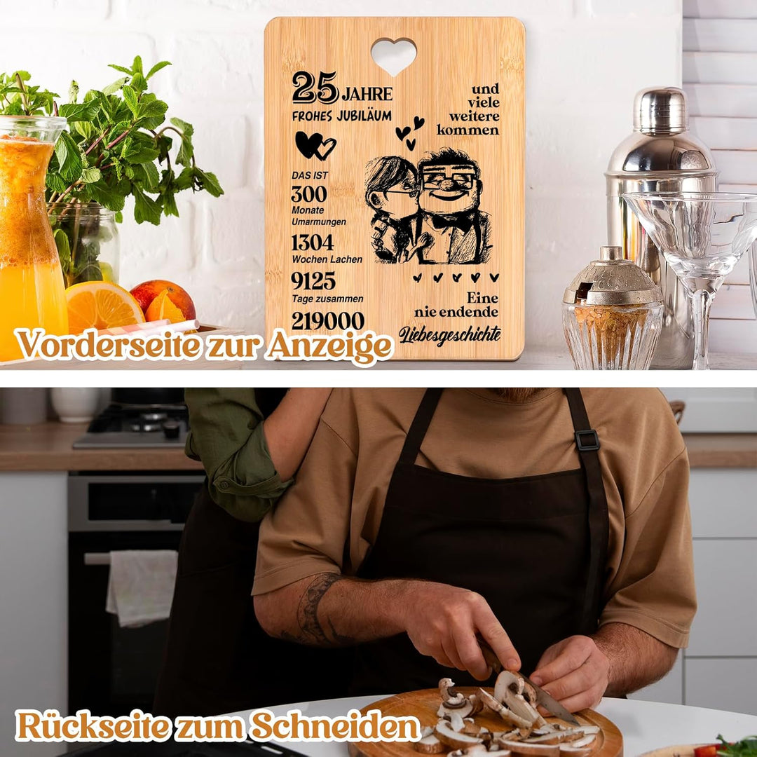 Silberhochzeit Geschenk, 25 Hochzeitstag Geschenk für Sie, Ihn, Freunde - Schneidebrett Geschenke zu
