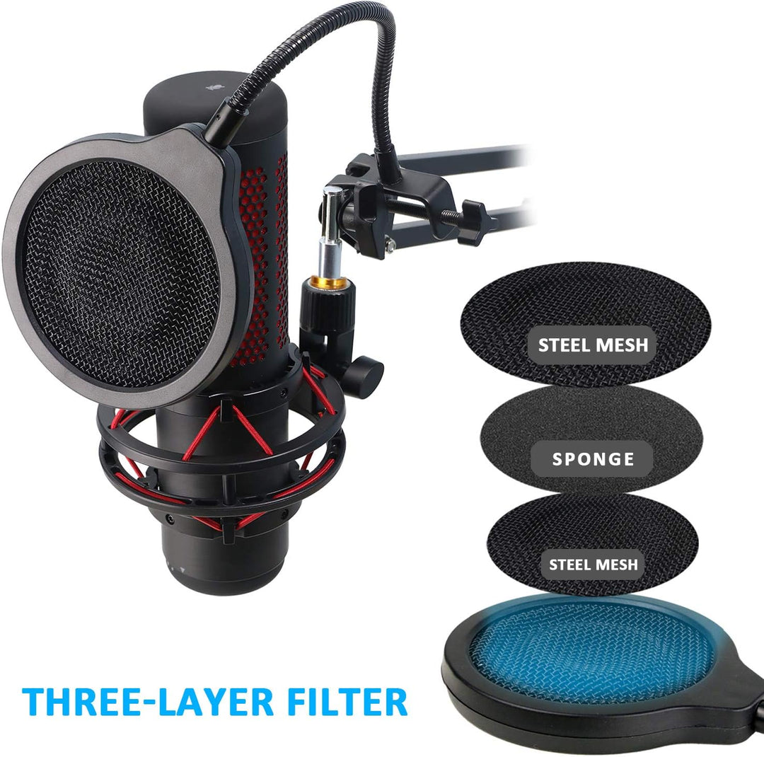 HyperX QuadCast Mikrofonarm mit Popschutz - HyperX QuadCast S Mikrofon Arm und 3-lagiger Windschutz