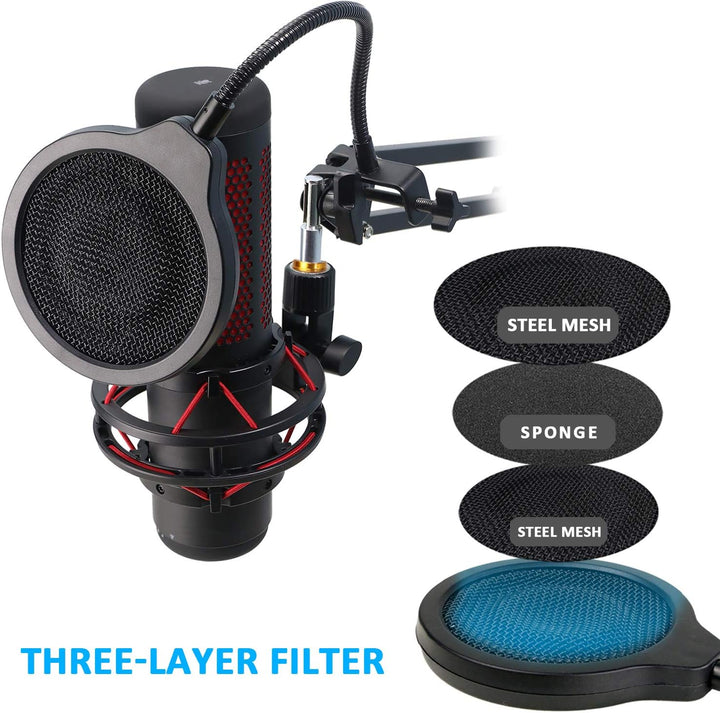 HyperX QuadCast Mikrofonarm mit Popschutz - HyperX QuadCast S Mikrofon Arm und 3-lagiger Windschutz