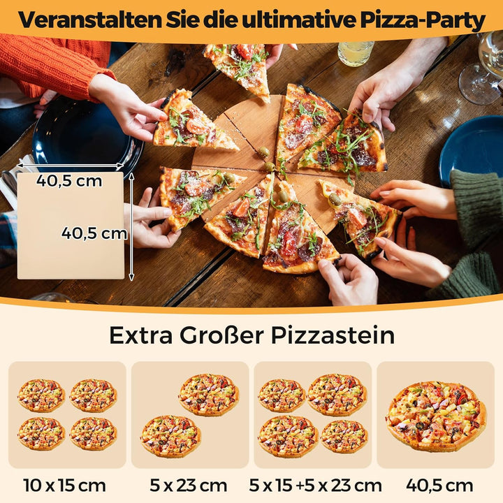 COSTWAY Outdoor Pizzaofen, 2-lagigem Pizza Ofen mit Grillrost, Pizzaschaufel, quadratischem Stein, w