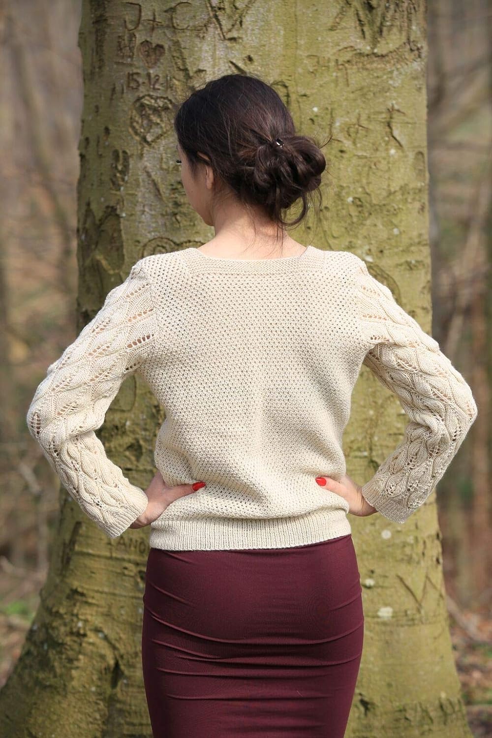 DesignEtte Dänemark 350 g, 3 grosse Naturino 100 Prozent Baumwolle, natürlich gefärbt, Winter Leaf S