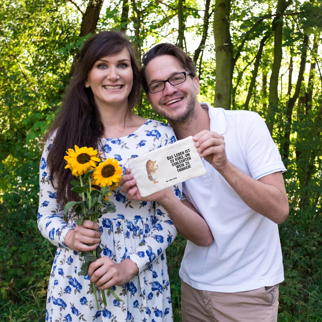 Mr. & Mrs. Panda Mäppchen Igel Wein Grösse S Klein - Geschenk, kosmetiktäschchen, Lustige Sprüche, R