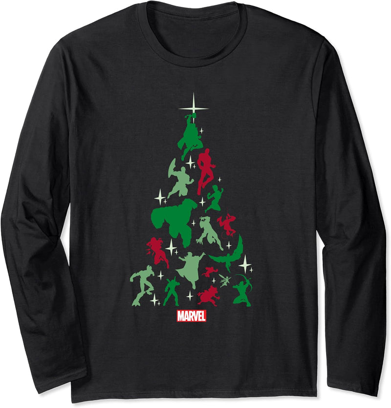 Marvel Avengers and Guardians of the Galaxy Christmas Tree Langarmshirt