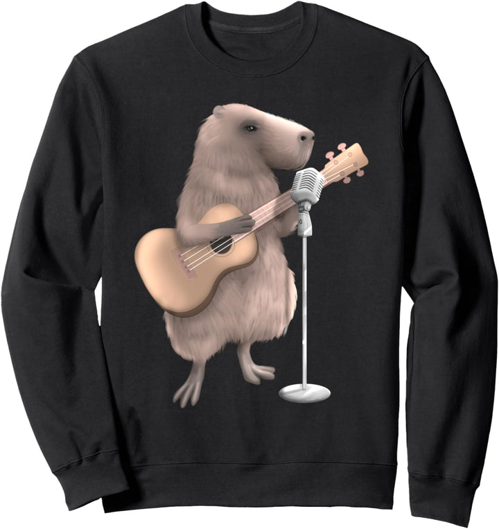 Capybara Singing Guitar Player Musician Cute Music Guitarist Sweatshirt