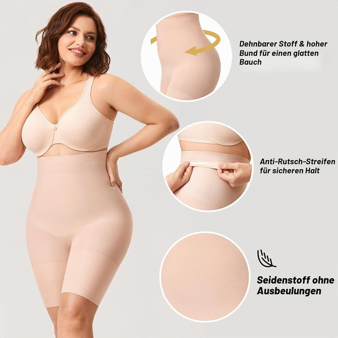 DELIMIRA Damen Miederhose mit Bein Miederpants Hohe Taille Bauch Weg Formender 46-48 Natürlich, 46-4