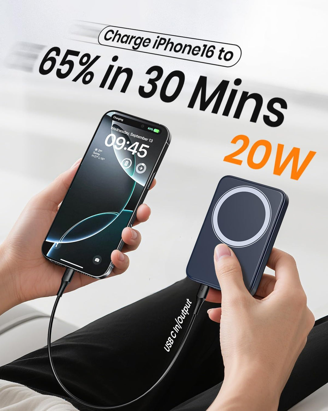 A ADDTOP Magnetic Power Bank 10000mAh- 20W Schnelllade iPhone Ladegerät for Magnetisch, UltraSlim Wi
