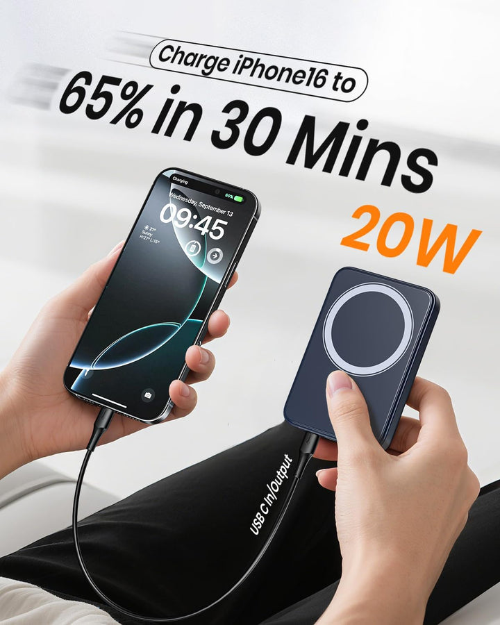 A ADDTOP Magnetic Power Bank 10000mAh- 20W Schnelllade iPhone Ladegerät for Magnetisch, UltraSlim Wi