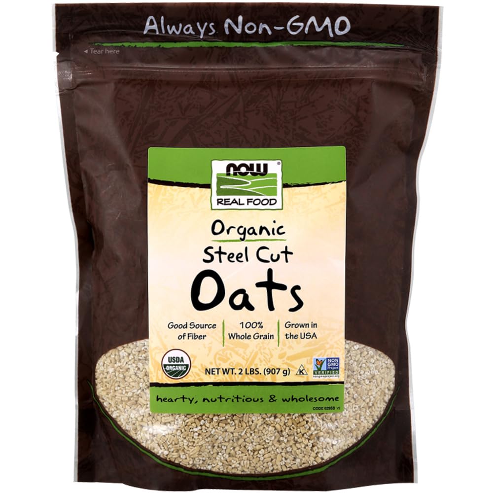 Now Foods, Organic Steel Cut Oats (Bio-Hafer, stahlgeschnitten), Hafergrütze, 907g, Laborgeprüft, So