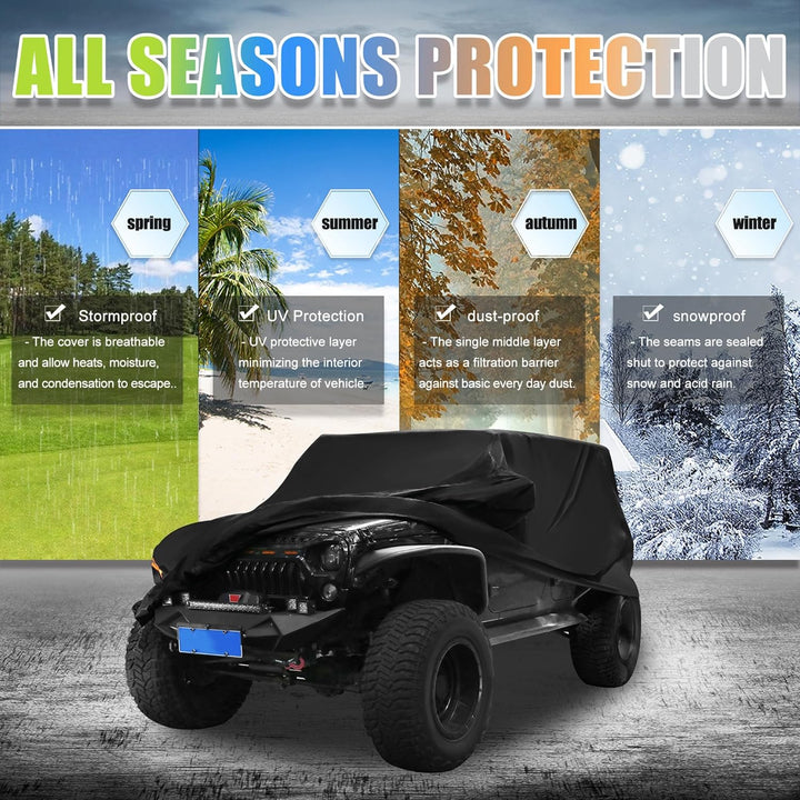 X AUTOHAUX SUV Auto Abdeckung für Jeep Wrangler JK JL 2 Türer 2007-2021 Wasserdicht Schwarz, Schwarz