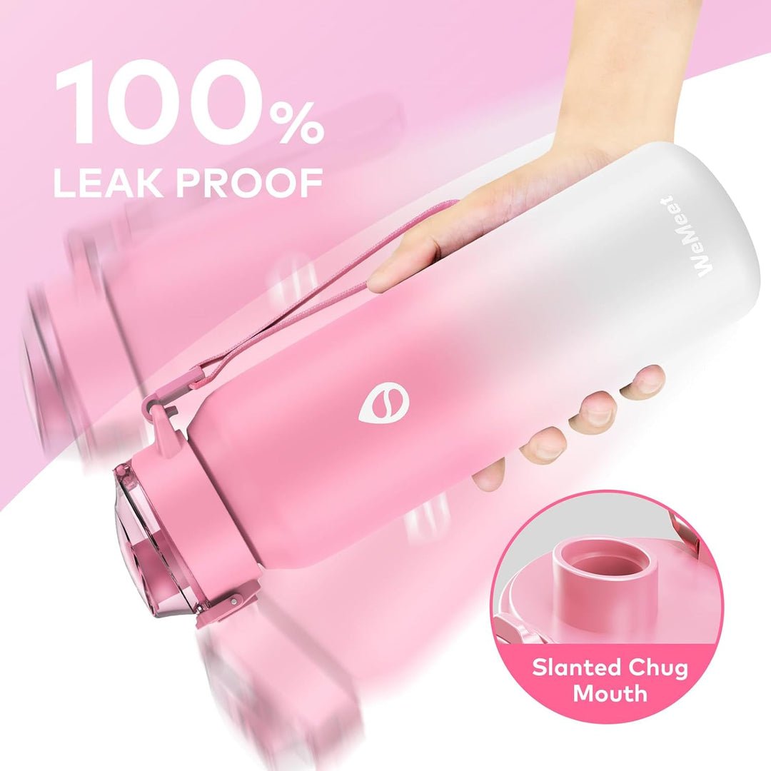 WEMEET 700ml Trinkflaschen mit Abnehmbarem Strohhalm, [18/10 Edelstahl] Wasserflasche mit Auslaufsic